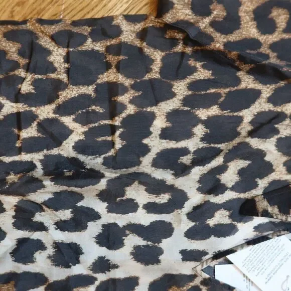 NWT GANNI leopard print top blouse short sleeve semisheer lightweight 36 breezy - Picture 10 of 16